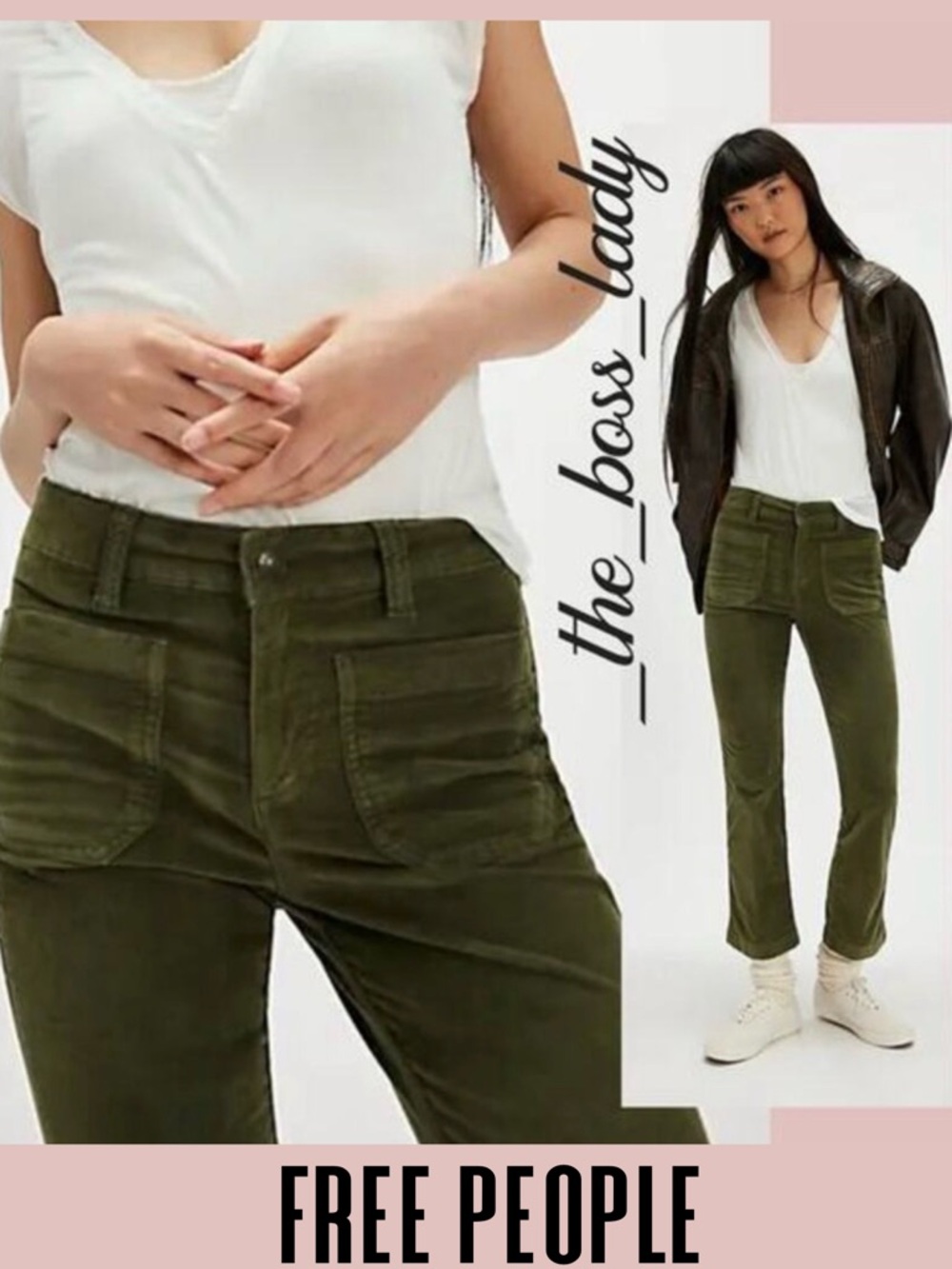 Free People velvet pants flare high rise cropped cotton 8